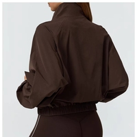 Veste de sport légère et écologique en Spandex/Nylon sans coutures à séchage rapide, col montant, fermeture éclair avant, coupe ample, unie, extensible dans les quatre sens, pour femme, idéale pour le yoga