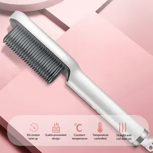 Electric Hot Air Iron Fast Hair PTC Heat Straightening Brush Portable Straightener Long And Short Hair Straightener Brush