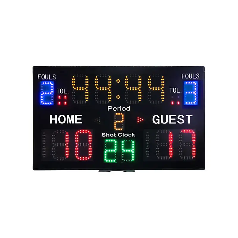 Yizhi Placa de placar eletrônica multifuncional LED para basquete com controle remoto e temporizador de contagem regressiva