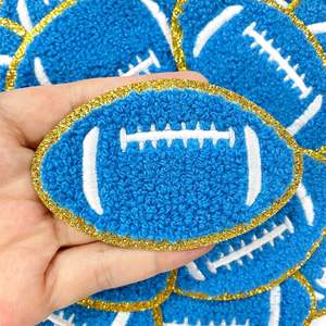 Nouvelle Patch Brodé en Chenille à Bords Pailletés Thermocollant, Motif Softball Bleu, pour Décoration de Chapeaux et Sweats à Capuche - Product Image 1