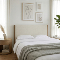 Lit Moderne en Chêne Massif LIGNE FABRIC PANEL BED, Lit Moelleux avec Cadre Plateforme, Tailles Queen et King en Option, Design Canapé-Lit