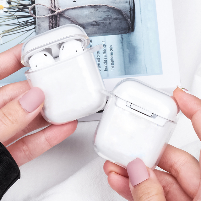 New Soft TPU Transparent Cover Luxury air Pod Cases Earphone Protective Case Clear Skin for APods 1 2 Anti-fall