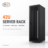 Armoire de serveur 42U 19 pouces en acier SPCC avec options de porte en verre ou en maille