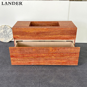 Lavabo en marbre <span class=keywords><strong>travertin</strong></span> rouge Landerstone, meubles <span class=keywords><strong>de</strong></span> <span class=keywords><strong>salle</strong></span> <span class=keywords><strong>de</strong></span> <span class=keywords><strong>bain</strong></span>, vasques avec vasque en marbre naturel - Product Image 2