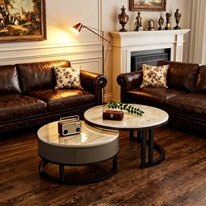 Tavolino <span class=keywords><strong>da</strong></span> Caffè Moderno Minimalista in Acciaio Inossidabile Estensibile con Vano Portaoggetti per Piccoli Soggiorni - Product Image 3