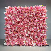 Panneau mural enroulable en tissu 3D 5D, fleurs de cerisier, fleurs en soie, pour mariage, Noël, fête des mères, décoration artificielle