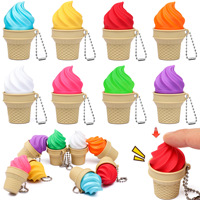 Porte-clés anti-stress en PLA imprimé en 3D, forme cône de glace, bouton de décompression style clavier mécanique à pression manuelle pour la relaxation