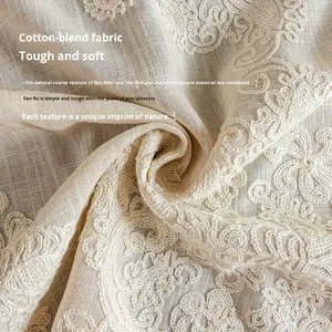 Leinen-Baumwoll-Tischdecke für Hochzeiten, Umweltfreundlich, Staubdicht, Individuelle Stickerei-Designs, Europäischer Stil, Bankettbereit, 8 Fuß 120 Zoll - Product Image 3