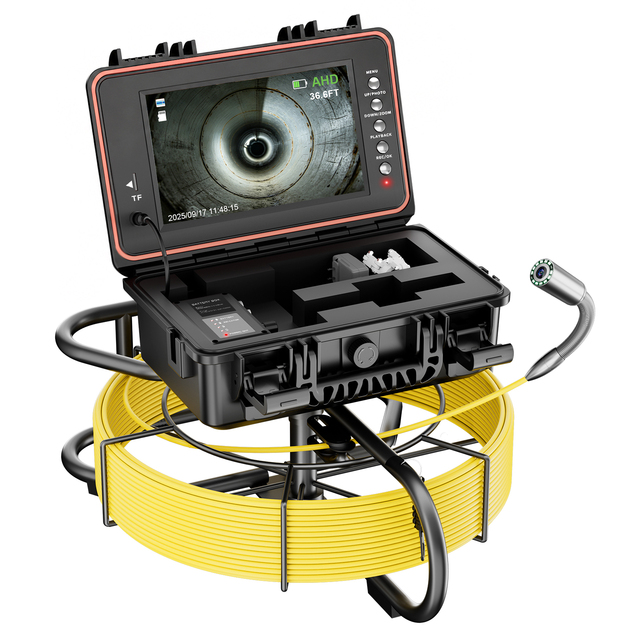 Upgrade 50M 165ft Sewer Camera 9 Inch IPS Screen 1080P Self-Leveling 512Hz 7mm Cable Video Pipeline Drain Pipe Inspection Camera