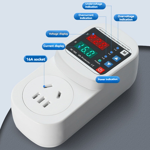 Protector de <span class=keywords><strong>Voltaje</strong></span> Automático Monofásico con Enchufe Europeo, 16A 220V, Ajustable para Sobretensión/Sobrecorriente, Pantalla LED, para Refrigerador - Product Image 4