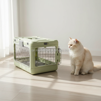 Sac de transport pliable en plastique à quatre roues pour animaux de compagnie avec design ventilé pour chiots, chatons et petits animaux de compagnie en voyage