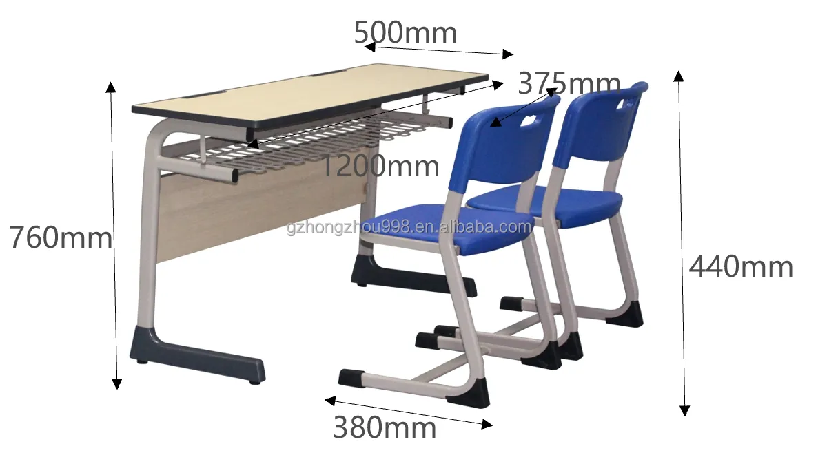 高品質の学校用家具ダブルデスクと椅子セット学校のトレーニングテーブル