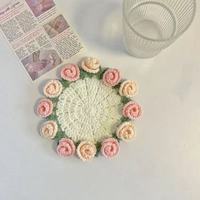 Kit de matériaux DIY pour coussin isolant de bureau en forme de rose, fait main, avec coussin de crochet pour plante en pot, pour petite amie, 520