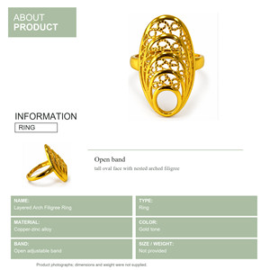 Bague de cocktail en laiton plaqué or, design ovale géométrique, style bohème, bijoux de fête unisexe - Product Image 4