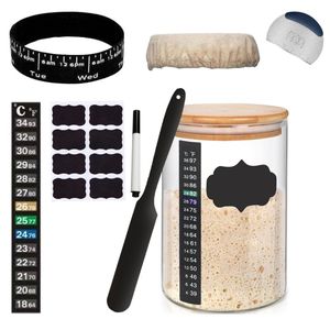 Kit de démarrage de levain en verre avec couvercle en tissu respirant pour le stockage des aliments et la cuisson du pain - Product Image 2