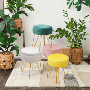 Factory Price Factory Direct Modern Nordic Velvet Round <b>Storage</b> Living Room Ottoman for Apartment and Hotel Use - Product Image 3
