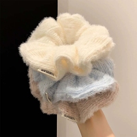 YAOYU Coréen Automne et Hiver, Élastique à cheveux en laine couleur unie, avec grand nœud, simple, polyvalent, doux et élégant, style boule