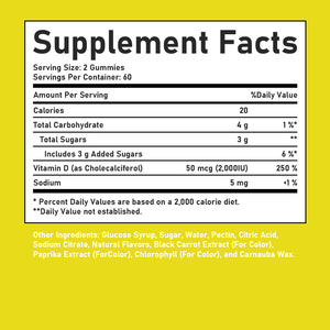 Gomitas de Vitamina D3 Más Vendidas con Carbohidratos Totales, Poderosa Limpieza Corporal Diaria, Apoya la Salud de Huesos, Músculos e Inmunidad - Product Image 2