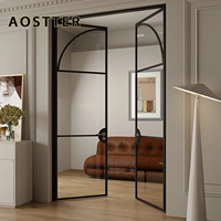 Puerta Abatible de Aluminio Blanca Tradicional AOSTTER con Rejillas Georgianas Internas y Panel de Alta Claridad para Casa Suburbana