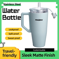 Bouteille d'eau isotherme en acier inoxydable de grande capacité 30 oz, tasse de voyage bleue avec paille pour les sports de plein air