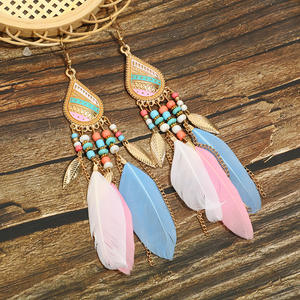 Hoge Kwaliteit Retro Bohemian Lange Kwast Franje Veren Druppel Oorbel Mode Dans Accessoires Blad Bengelen Oorbellen Voor Vrouwen - Product Image 6