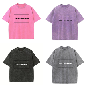 เสื้อยืดเรโทรแขนสั้นผ้าฝ้ายแท้เนื้อหนัก 230 กรัม สไตล์แฟชั่นแบรนด์ดัง พร้อมโลโก้แบบกำหนดเอง สำหรับผู้ชายและผู้หญิง - Product Image 1