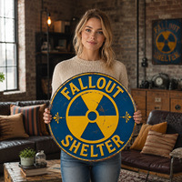 Plaque Métallique Vintage Fallout Shelter, Décoration Murale Rustique Rétro pour Garage, Bunker, Man Cave