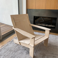 Chaise de salle à manger d'extérieur basse sans vis avec dossier et accoudoirs, en contreplaqué, design moderne, pour bar à domicile, bureau à domicile, parc
