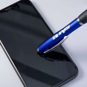 Bolígrafo Publicitario Personalizado con Logotipo Impreso, de Plástico Azul, con Tinta de Bola, Venta al por Mayor, Económico, con Luz LED y Punta Táctil - Product Image 5