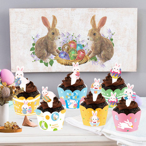 Décorations de gâteau de Pâques en papier réutilisables, design lapin, pour la fête de Pâques, fournitures de décoration de gâteaux - Product Image 5