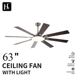 Ventilador de techo decorativo de 63 pulgadas con aspas de madera contrachapada, motor de corriente continua, luces y control remoto. - Product Image 2