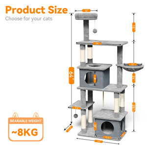 Modern Large 4-Level Cat Tree with Plush Climbing Frame Nest <b>Scratching</b> <b>Post</b> Multi-Level Design 10kg for Indoor Cats All Seasons - Product Image 3