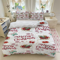 Ensemble de literie personnalisé sur le thème de Noël, imprimé numérique Père Noël et sapin, housse de couette en polyester