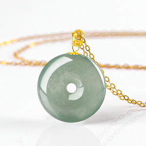 Colgante de <span class=keywords><strong>jade</strong></span> verde y aceite de grado A para mujer, con hebilla, <span class=keywords><strong>oro</strong></span> de 18K, con incrustaciones de <span class=keywords><strong>jade</strong></span>, Donut - Product Image 6
