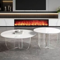 Meuble TV avec cheminée électrique à flamme simulée moderne, vente chaude, armoire décorative avec plateau en marbre rocheux, table basse