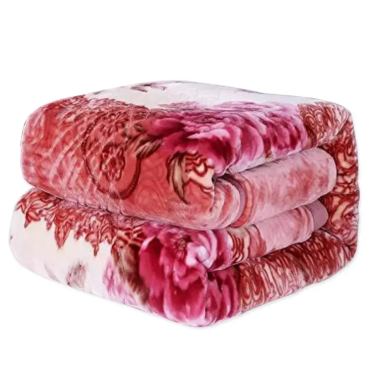 Couverture d'hiver arabe douce à double couche King Size Luxury 2 ply Thick Korean Raschel Mink Blanket