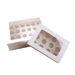 Faltbares Karton papier fenster Klar 12 24-Loch-Muffinbox Transparente Mini-Cupcake-Boxen Lebensmittel verpackung zum Mitnehmen