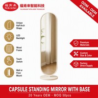 Miroir sur pied Fullkenlight ovale rotatif à LED pleine longueur, style nordique, miroir de dressing pleine longueur avec éclairage