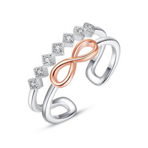 Infinity Symbol Open <b>Ring</b> Adjustable Two-Tone with Full Iced Accent Romantic <b>Couple</b> Jewelry Gift Elegant Stackable Dainty <b>Rings</b> - Product Image 6