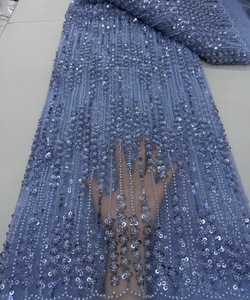 Mới Nhất Phong Cách Châu Phi Pháp Ren Đính Cườm Thêu Đám Cưới Vải Thân Thiện Với Môi Lưới <span class=keywords><strong>Sequins</strong></span> Đính Cườm Ren Cô Dâu - Product Image 3