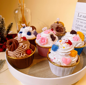 Vela para cupcakes hecha a mano, regalos únicos, lindas velas creativas para postres, velas perfumadas de cera de soja para cupcakes dulces naturales con tarro de vidrio - Product Image 1