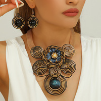 2026 <strong>Best</strong> <strong>Selling</strong> Summer Fashion Zinc Alloy Big Floral /Flower <strong>Necklace</strong> Gold Plated Exaggerated Crystal Jewelry Sets for Women