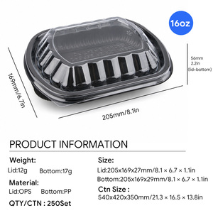 Disposable PP Lunch <b>Box</b> with OPS Clear Lid BPA Free Food Grade Takeaway Bento <b>Box</b> Microwave Safe Meal Prep Container Custom Logo - Product Image 2