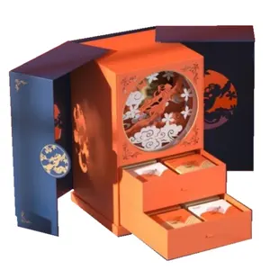 Caixa de presente magnética para gavetas, embalagem com caixa para papel de gaveta, lua, sobremesa, porta dupla, lua, design personalizado