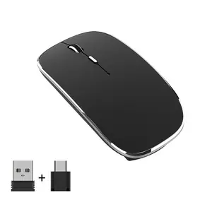 Nouveau Type C USB Dural 2.4G Récepteur Silencieux 2 Dispositif Rechargeable Mince Souris Sans Fil pour Mac iPad Windows Android iPhone IOS