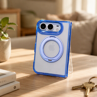 Étui de téléphone magnétique transparent avec protection à 360° °   Support de Bague Rotatif Antichoc en PC et TPU avec Protection d'Objectif Transparente pour iPhone Duo