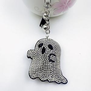 Portachiavi Fantasma con Strass di Cristallo, Regalo di Halloween, Ciondolo Scintillante per Borsa in Velluto con Nappa - Product Image 2