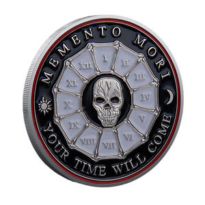 Moneda Conmemorativa de Metal Grabada por Ambas Caras con Filosofía de la Vida y la Muerte, Moneda de Recuerdo con Elementos de Calavera y Reloj - Product Image 6