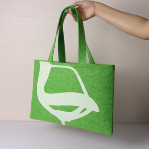 Sac fourre-tout unisexe en feutre PET personnalisé, grande capacité, vert, pour courses, avec logo imprimé en soie, OEM - Product Image 3