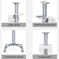 Chariot médical mobile en alliage d'aluminium, chariot d'hôpital, support de moniteur léger et peu encombrant pour moniteur de patient d'hôpital